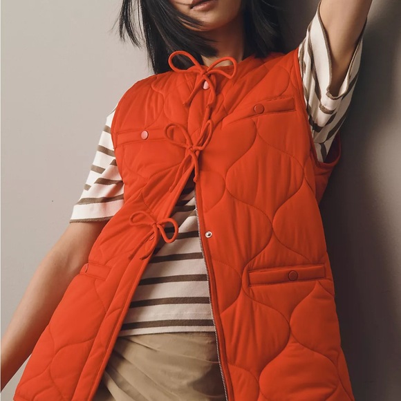 NWT Anthropolgie Avec Les Filles Red Quilted Vest Size XS/S NEW - Picture 1 of 8